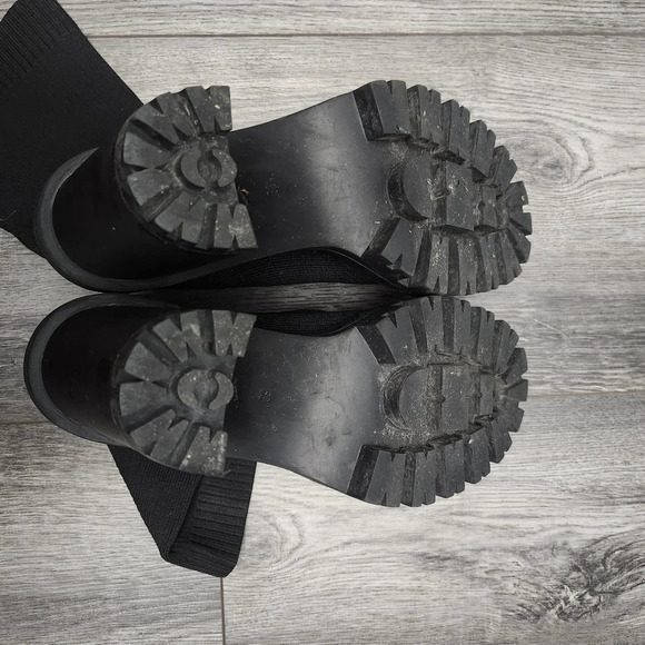 Zara women's chunky heeled boots size 39 8 black socks Y2K 90s - Picture 5 of 13